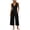 Black, variant on Ke1Clo Women High Waist Capri Wide Leg Jumpsuit Casual Solid V Neck Sleeveless Button Pocket Rompers Spring Fall Beach Vacation Travel Loose Jumpsuits Black L