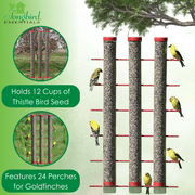 Songbird Essentials Bird Feeder Bird Seed Thistle Finch Feeder 3 Tube Red