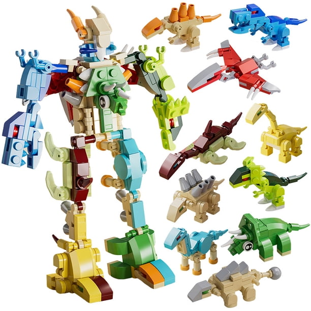 Juguete de bloques de construcción para niños, ensamblaje de partículas pequeñas, dinosaurio guardián, 10 cajas (Qiwu 77707), caja