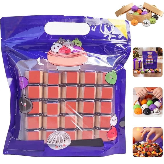 25-Piece Mini Mystery Dumpling Squishies, Collectible Squishy Dumplings with Bright Colors, Squeeze Stress Toys for Adults
