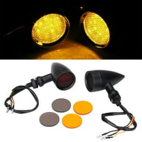 2pcs Black Motorcycle Bullet LED Turn Signal Light Amber Brake Blinker For Harley