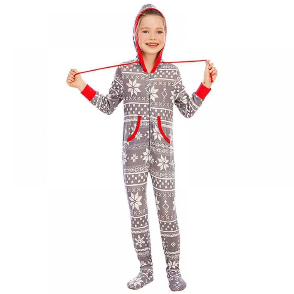 GYRATEDREAM Christmas Family Matching Pajamas Hooded Zipper Onesies Long Sleeve Couple One Piece Sleepwear with Pockets