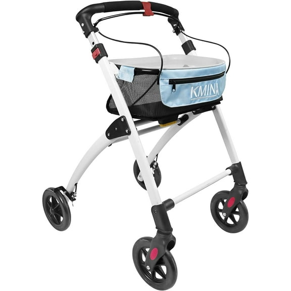 KMINA PRO - Rollator Walkers for Seniors, Rollators for Adult Walking Blue, Narrow Rollator Walkers for Small Spaces,