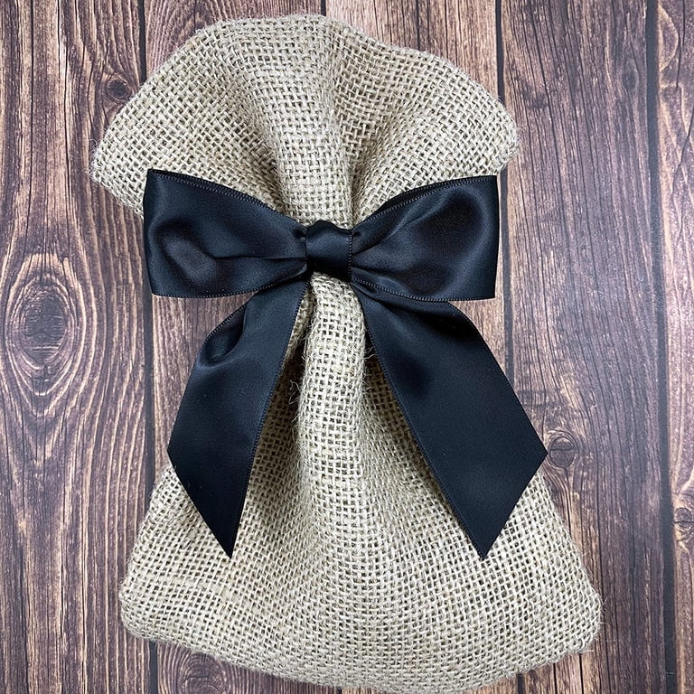 Pre-Tied Black Satin Bows - 4 1/2 display picture 1
