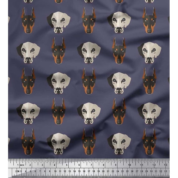 Soimoi Cotton Poplin Fabric Great Dane & Doberman Dog Print Fabric by Yard 56 Inch Wide