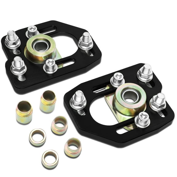 DNA Motoring CBK-PLT-FM90-BK For 1990 to 1993 Ford Mustang 2Pcs Black Front Adjustable   / -3.0 Camber   / -2.0 Caster Plates Alignment Kit