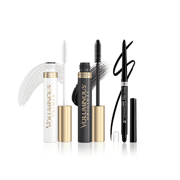 L'Oreal Paris Eye Set: Voluminous Base Mascara Primer, Blackest Black Mascara, and Eyeliner