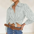 thumbnail image 5 of XFLWAM Women's Eyelet Hollow Out Lace Tops Puff Long Sleeve Button Down Shirts Spring Summer Dressy Causal Business Work Out Blouse, 5 of 9