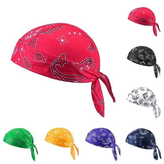 CUIYUAN Unisex Breathable Paisley Cooling Headscarf Cap Elastic Cycling Sports Cap Cooling Head Scarf Head Wrap Women Helmet Liner Head Bandana Motorcycle Durags Caps Hip-hop Streetwear