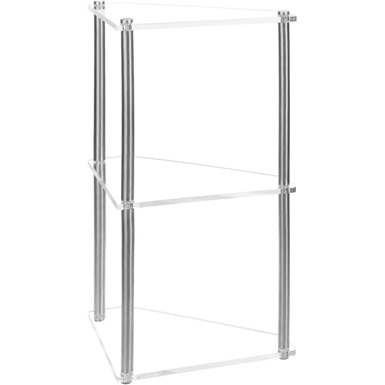 3-Tier Clear Acrylic and Metal Tabletop Corner Retail Display