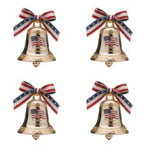 4 Pcs USA 250th Anniversary Liberty Bell Ornament Christmas Bell Ornaments for Tree US Founding Pendant Gift Indoor Outdoor Hanging Decor 2D Flat Acrylic Doorbell Hanging Ornaments Decoration