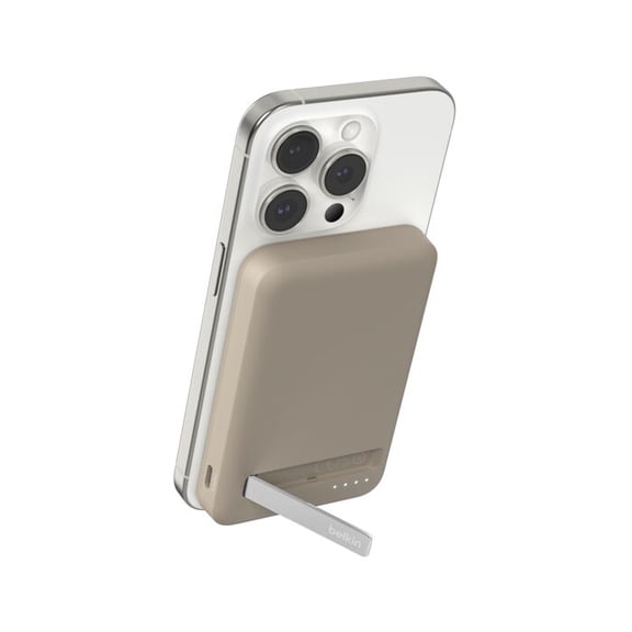 Belkin BoostCharge Pro Wireless Power Bank 5K w/ Qi2, MagSafe Compatible   Built-in Pop-up Kickstand - Compatible w/ iPhone 15, 15 Plus, 15 Pro, 15 Pro Max, iPhone 14, and More - Sand