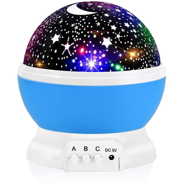 Night Light for Kids, Kids Night Light, Star Night Light, Moon and Star Projector 360 Degree Rotation - 4 LED Bulbs 9 Light Color Changing with USB Cable, Unique Gift for Men Women Children
