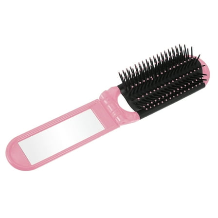 Vocoste 1 Pc Women's Portable Foldable Mirror Hair Comb Travel Pink