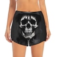 thumbnail image 2 of Picia Black White Hat Skull Pattern Women's 2 in 1 Athletic Running Shorts High Waisted Workout Casual Gym Sweat Shorts with Comfy Liner Zipper Pockets-XX-Large, 2 of 9
