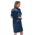 thumbnail image 4 of Haitryli Women Short Sleeve V Neck Solid Nightshirt Satin Nightgown Nightdress Navy_Blue XL, 4 of 4