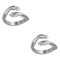 thumbnail image 3 of Qarigey Anillo abierto para fiestas, nudillos, joyería de mano, esposa, marido, novias, novios, regalos, accesorios de decoración, plata Plata 2piezas Qarigey CBP034773, 3 of 6