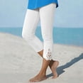 thumbnail image 2 of QATAINLAV Womens Lace Patchwork Hem Capri Leggings Trendy Casual Stretchy High Waisted Cropped Yoga Pants White XXL, 2 of 8