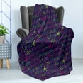 thumbnail image 4 of Music Soft Flannel Fleece Blanket, Rhythmic Treble Chef and Musical Notes on Lead Sheet Crotchet Art Senses, Cozy Plush for Indoor and Outdoor Use, 60" x 80", Quartz and Multicolor, by Ambesonne, 4 of 5