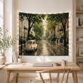 thumbnail image 5 of Vintage Car on a Rain-Slicked Tree-Lined Street, Nostalgic Illustration for City Lovers, Urban Street Art, Housewarming Gift, Tapestry Wall Hanging for Bedroom and Living Room, 5 of 7