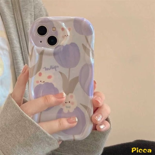 3D Ond Borde Curvo Brillante Colorido Flores Frescas Carcasa Compatible Para iPhone 7Plus XR 11 14 12 13 Pro Max X 7 8 6s 6 Plus XS SE 2020 Funda De Tpu Suave A Prueba De Golpes