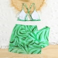 thumbnail image 4 of Girl's Summer Swimsuit Set Floral Printing Bikini Set Soft Fit Beach Surf Tankini Swimwear Set for Summer Vacation,C-Green,14Y(14 Years), 4 of 6