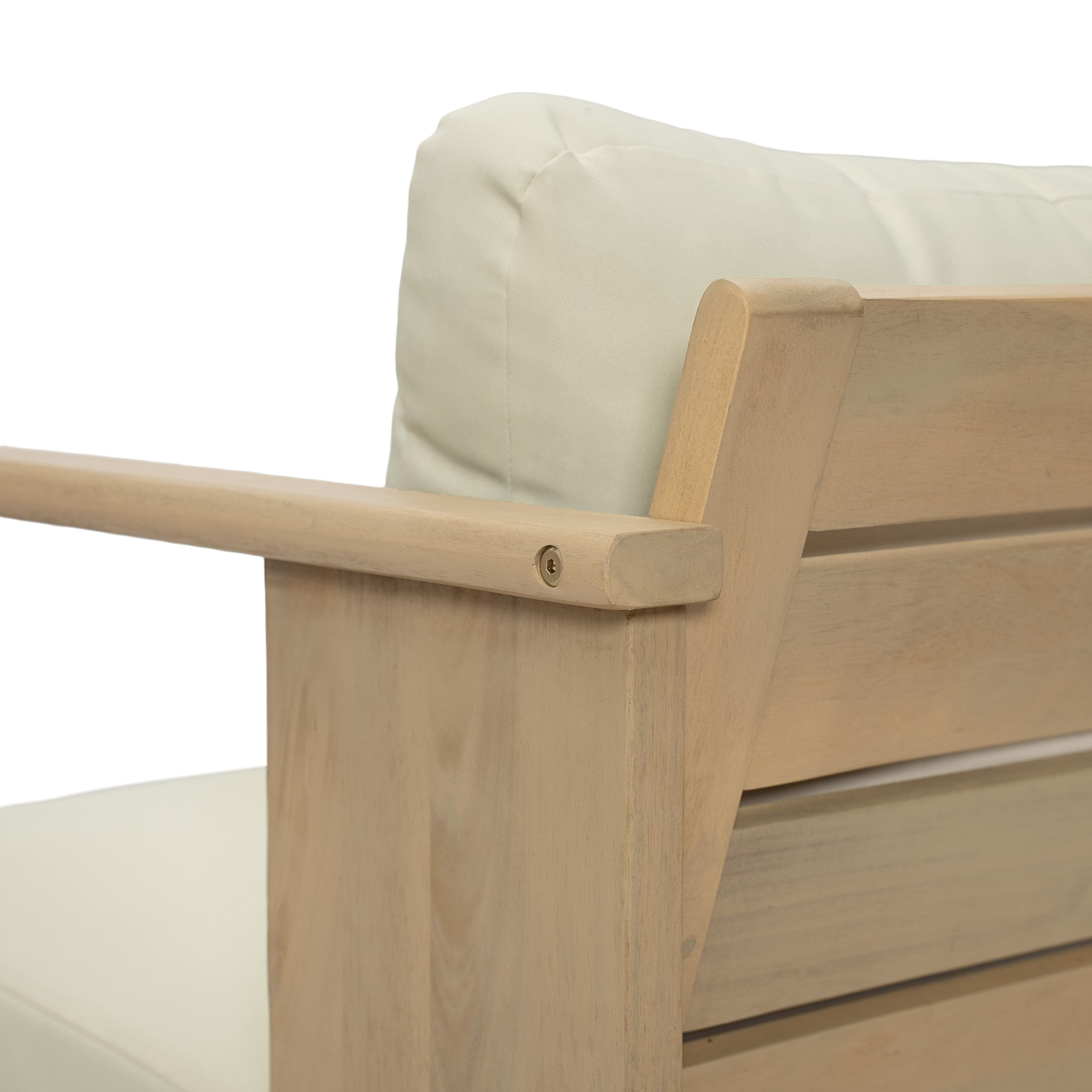 Christopher Knight Home Modern Acacia Wood Patio Club Chair with Cream Cushions, Light Teak Finish, Set of 2
