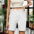 thumbnail image 4 of TTUHYWXI Women's Mid-Rise Slim fit Denim Bermuda Shorts with Pockets (White, S), 4 of 4