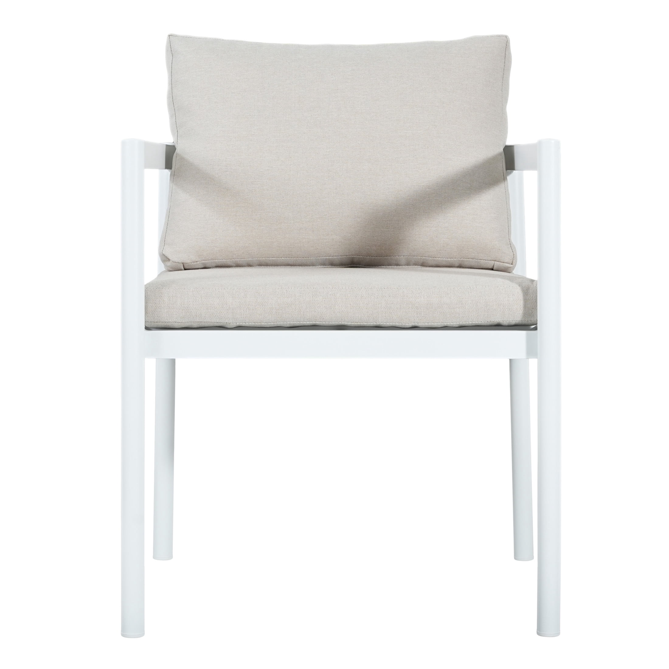 Christopher Knight Home Outdoor Dining Chair, All-Weather Aluminum Frame with Cushions, White+Beige, Set of 2
