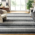 thumbnail image 2 of SAFAVIEH Border & Stripe Jerred Striped Shag Area Rug, Grey/Black, 6'7" x 6'7" Square, 2 of 8
