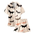 thumbnail image 3 of SJLDQY Halloween Satin Pajamas for Girls Button Down Short Sleeve Shirts Shorts 2 Piece Hallowmas Pj Sets Silk Sleepwear Soft Comfy Loungewear, 3 of 4