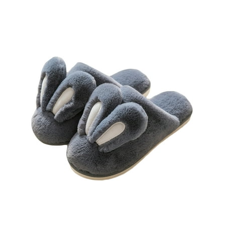 

Ferndule Unisex Slip On Plush Animal Slippers Indoor Lightweight Fuzzy Clog Slipper Breathable Cozy House Shoes Dark Gray 10.5-11