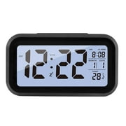 SchSin Alarm Clock LCD Digital Alarm Clock Battery Operated LED Table Clock with Night Light