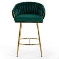 thumbnail image 6 of ChenyueFurn Set of 2 26" Velvet Counter Height Bar Stools with Gold Base,Green, 6 of 11