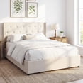 thumbnail image 2 of Gymax Queen Size Lift-up Storage Bed w/Tufted Wingback Headboard Hydraulic Lifts Beige, 2 of 10
