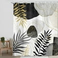 thumbnail image 6 of Boho Mid Century Shower Curtain,Abstract Minimalist Geometric Gold Black Leaves Aesthetic Modern Bathroom Curtain, Fabric Polyester Shower Curtain Decor Set with Hooks 72X84in, 6 of 6
