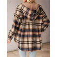 thumbnail image 4 of Chaqueta de Franela con Capucha y Cuadros para Mujer, Abrigo Grueso de Invierno para Mantener el , Chaqueta de Forro Cálida y Suave con Botones Marrón S, 4 of 10