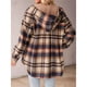 thumbnail image 4 of Chaqueta de Franela con Capucha y Cuadros para Mujer, Abrigo Grueso de Invierno para Mantener el , Chaqueta de Forro Cálida y Suave con Botones Marrón XL, 4 of 10