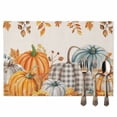 thumbnail image 2 of Fall Pumpkin Placemats Set of 2 Thanksgiving Sunflower Maple Leaf Heat Insulated Linen Place Mats, Washable Stain-Proof Table Mats for Dining Tables Holiday Decor 13x19inch, 2 of 9