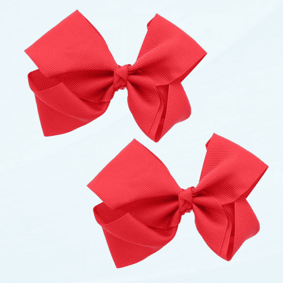 3 Inch Grosgrain Bow for Little Girls- Set of 2 (Red)