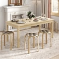 thumbnail image 2 of Costway Set of 4 18" Stacking Stool Round Dining Chair Backless Wood Home Decor Yellow, 2 of 9