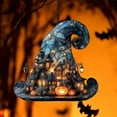 thumbnail image 6 of Witch Hat Hanging Halloween Decorations，2D Acrylic Witch Hat Stained Glass Window Hanging Sun Catcher Decor，Halloween Wall Art Ornament,Purple, 6 of 6