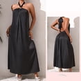 thumbnail image 5 of CHUMUD Summer Dress for Women Beach Boho Sleeveless Halter Tie Backless Strappy Loose Flowy Satin Vacation Maxi Dress Wedding Guests Long Dress, 5 of 6