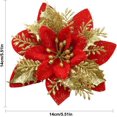 thumbnail image 4 of Flor de Pascua artificial blanca elegante, flores de tela duradera y plástico con purpurina para adornos de fiesta de bodas con diseño de múltiples capas, 4 of 5
