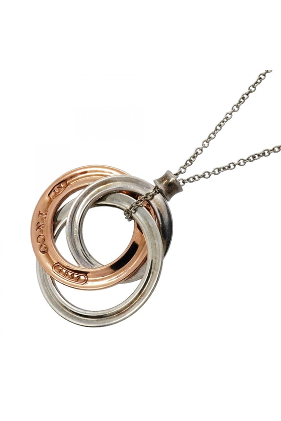 Pre-Owned Tiffany & Co. Necklace 1837 Interlocking Circle Sterling Silver 925 Rubedo Metal...