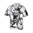 thumbnail image 3 of Balery Capybara Riding Bicycle Print Men's Hawaiian Shirts Short Sleeve Beach Shirt Relaxed Fit Vacation Button Down Shirts-Large, 3 of 9