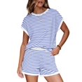 thumbnail image 2 of Wiholl Summer Sets for Women Summer outfits Lounge Short Sets Womens Striped Set with Pocket, 2 of 8