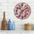 thumbnail image 3 of Yayeee 10" Wall Clock Battery Operated Quartz Round Silent Non-Ticking Home Decor,Pink Brown Pattern, 3 of 6