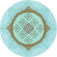 thumbnail image 1 of Ahgly Tapis Rond Lavable en Machine Intérieur Transitionnel Bleu Électrique, 6 Pieds Rond, 1 of 7