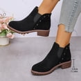 thumbnail image 7 of Kopltyrfg Fall Shoes for Women 2025 Ankle Boots Side V Cut Platform Chunky Heels Short Booties with Zipper Suede Round Toe Low Heel Comfortable Walking Non Slip Boot Low-top Loafer (Black,42), 7 of 7